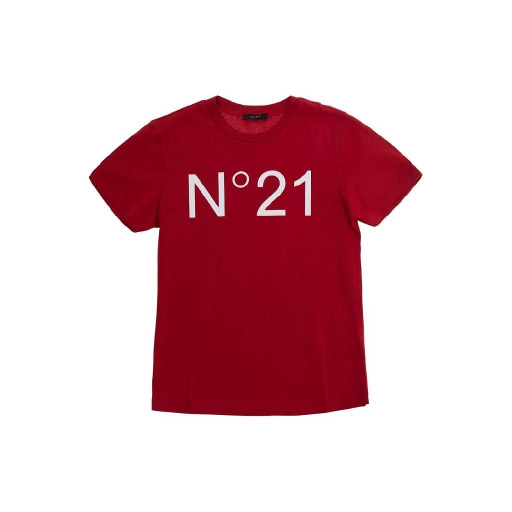 [해외] N°21 KIDS 레드 코튼 반팔 티셔츠 N21173N0153N21T96U0N412