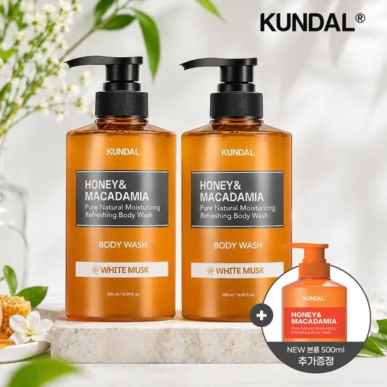 [APP전용] [2+1] 쿤달 허니 앤 마카다미아 퓨어 바디워시 화이트머스크 500ml x2개