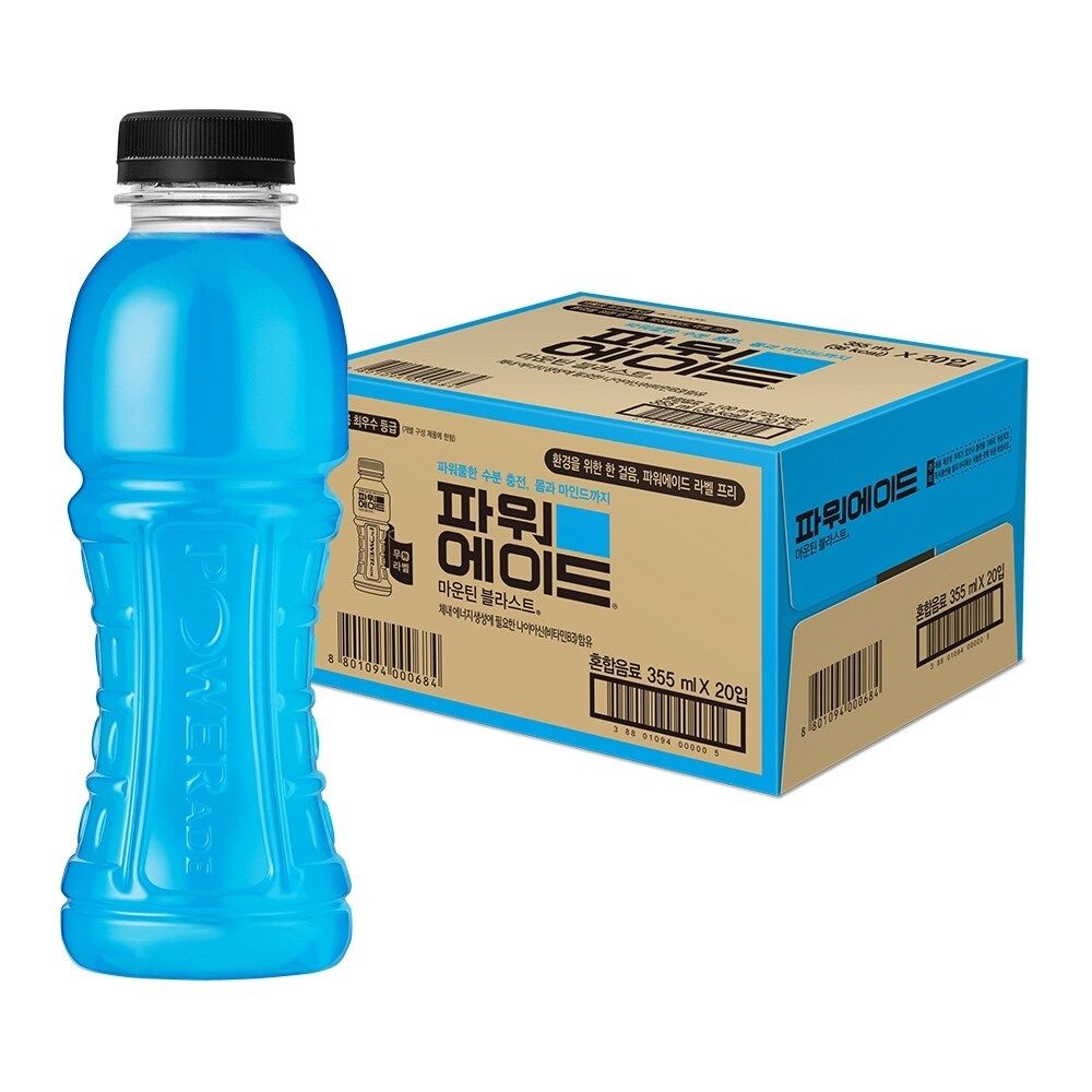 [본사직영] 파워에이드 마운틴 무라벨 355ml PET(20입)