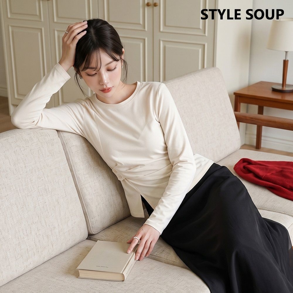 숲 사이드 드레이프 슬릿 티셔츠(SC8LTH1)
