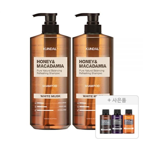 쿤달 네이처 샴푸 화이트머스크 1058ml, 2개+증정(화이트머스크 샴푸 100ml+트리트먼트 100ml+바디워시 100ml 각 1개)