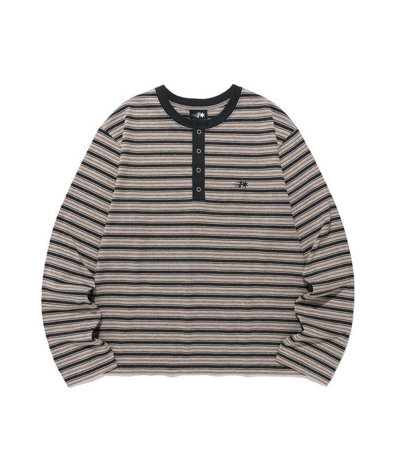 [11월 18일 배송] NICEGHOSTCLUB STRIPE HENLEY LS TEE_GREY(NG2GFUT551A)NG2GFUT551AGR