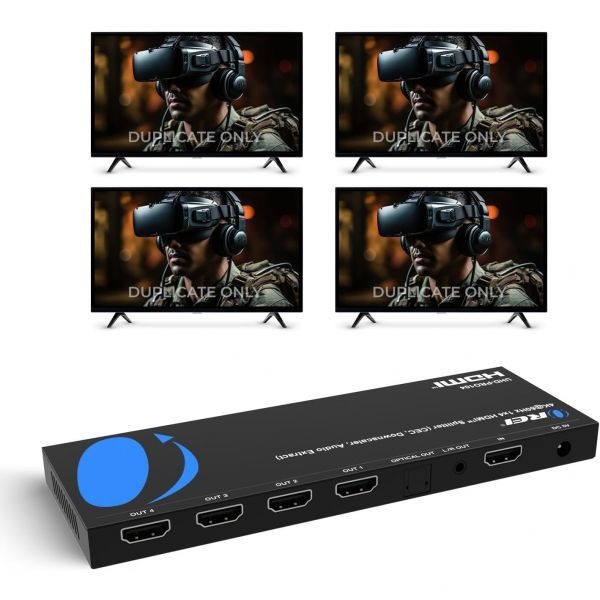 [해외] OREI 1x4 HDMI 스플리터 4K 60Hz 오디오 추출 기능 다운스케일링 HDR10 지원 320560