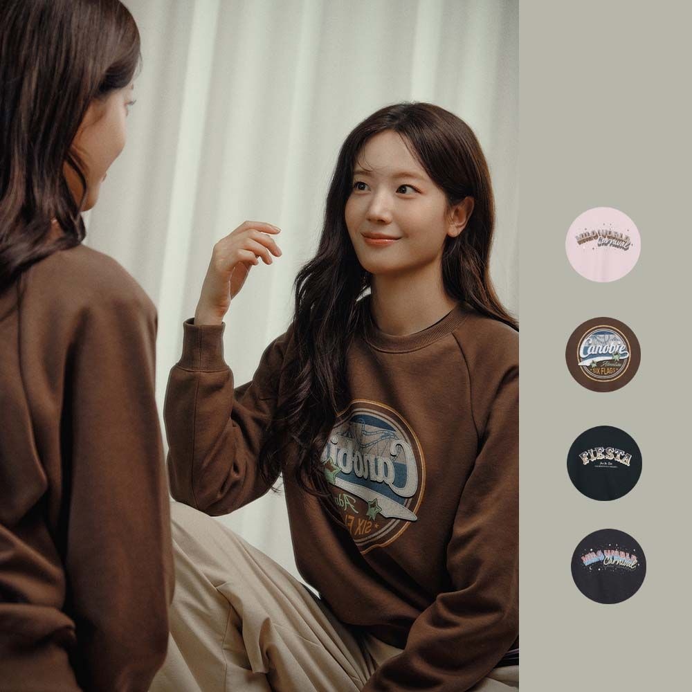 폴햄 여성) 더블니트 빈티지 그래픽 크롭 맨투맨 PHG4TR2220