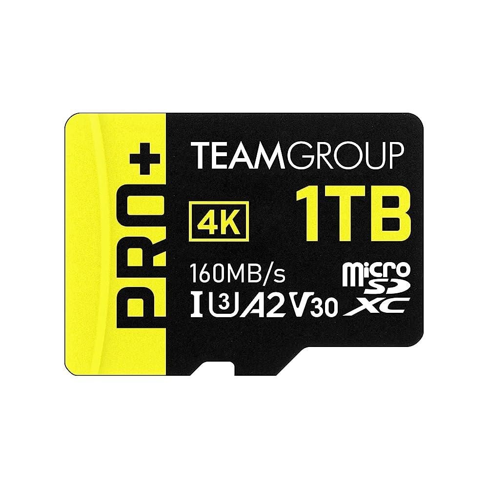 [해외] TEAMGROUP A2 프로 플러스 카드 1TB 마이크로 SDXC UHS-I U3 V30, R/W 최대 160/110MB/s 닌텐도 스위치, 스팀 데크, 게임 장치, 태