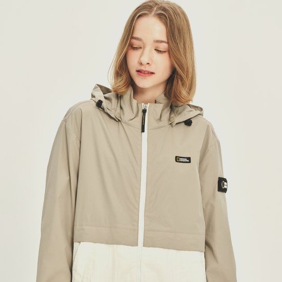 택가179000원내셔널지오그래픽 N231UJP970 배색 후디 탈부착 바람막이 점퍼 BEIGE 2148444