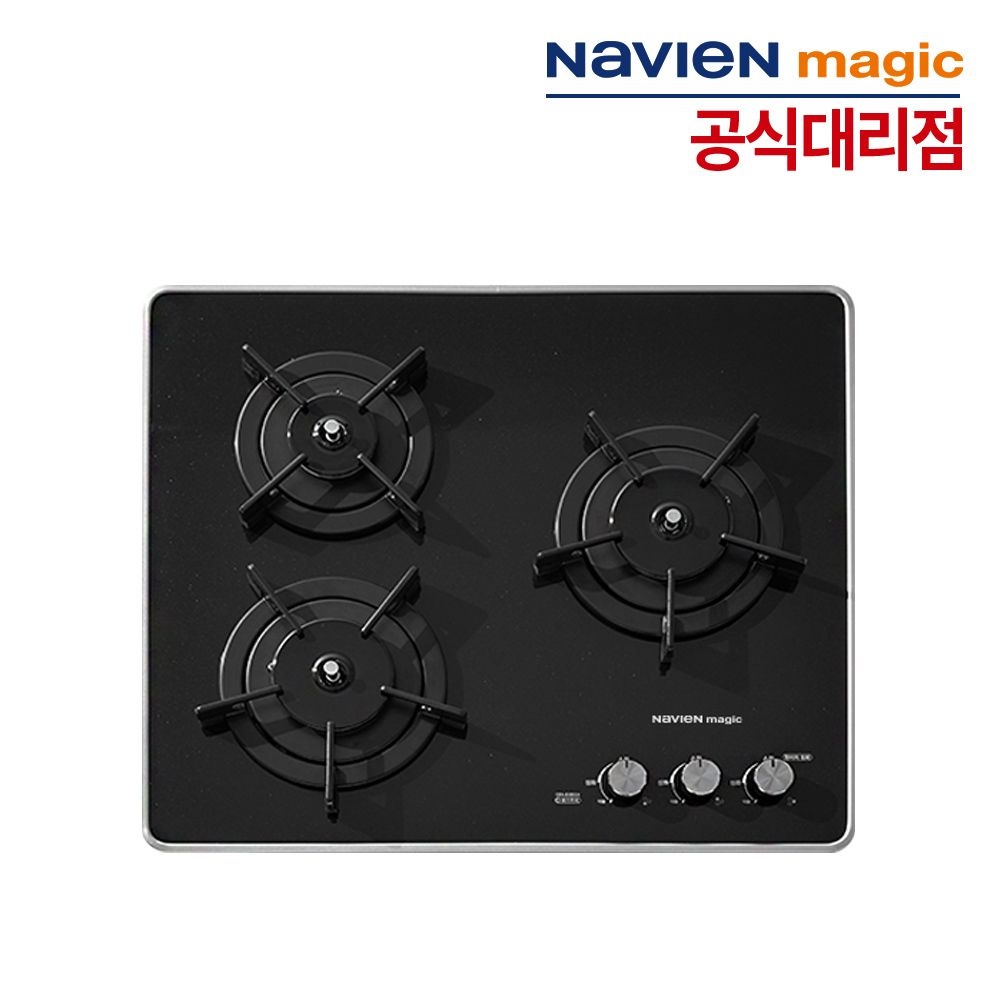 경동나비엔 나비엔매직 빌트인 가스레인지 3구 GRB-6303 가스렌지 쿡탑 매립형 건전지식 타공560x480
