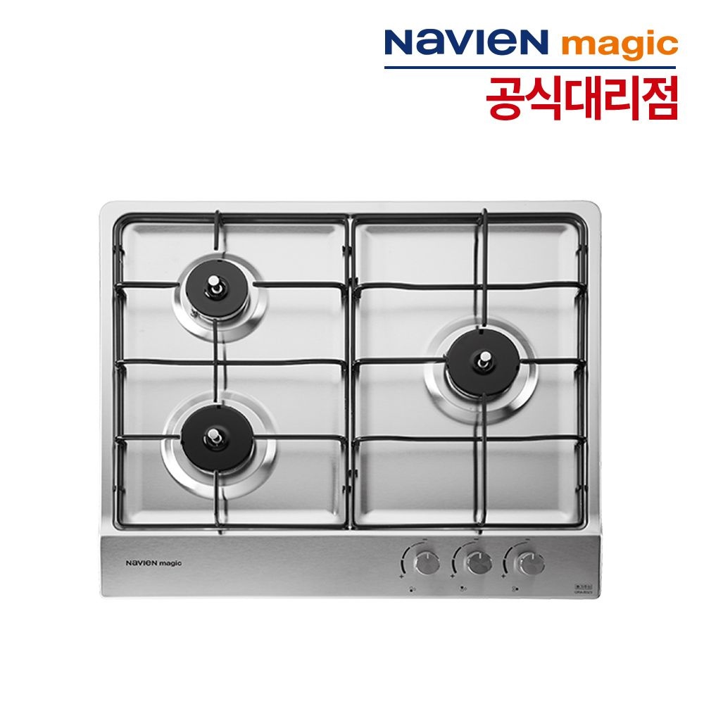 경동나비엔 나비엔매직 빌트인 가스레인지 3구 GRB-3303 가스렌지 쿡탑 매립형 건전지식 타공560x480