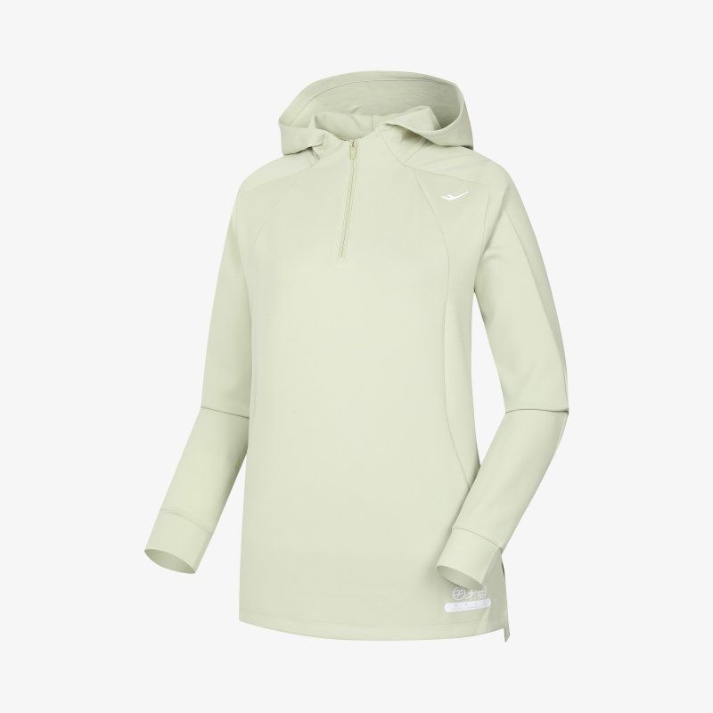女性アボカドグリーン春秋機能ラウンドフード長袖Tシャツ女性用フィットネスヨガヘルスティPW3WT23S112_IC 1242810