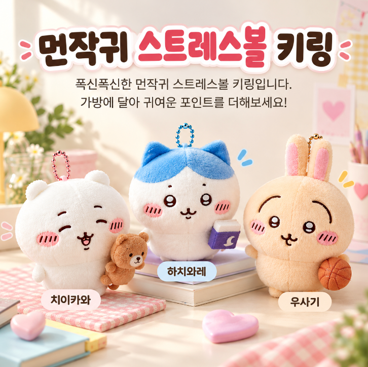 먼작귀 우사기 치이카와 하치와레 스트레스볼 키링