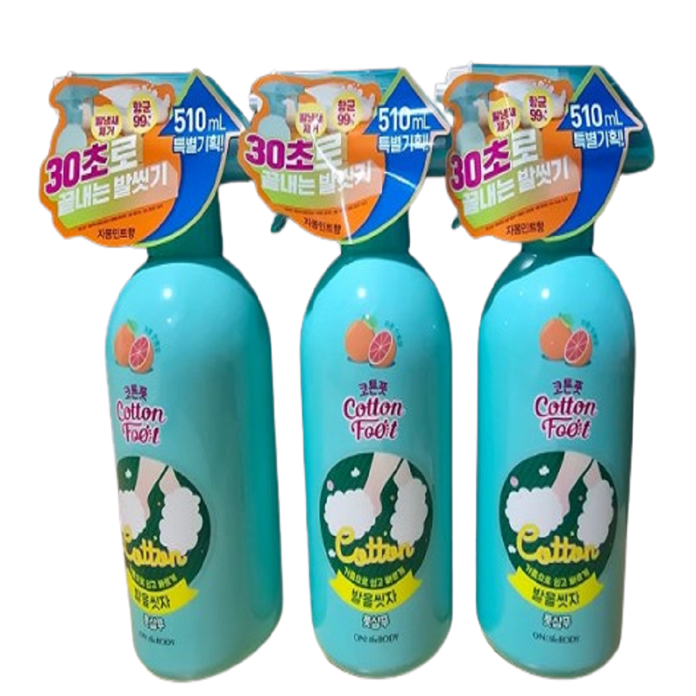 온더바디 코튼풋 발을씻자 풋샴푸 510ml 레몬, 자몽, 쿨링 중 택1 3개