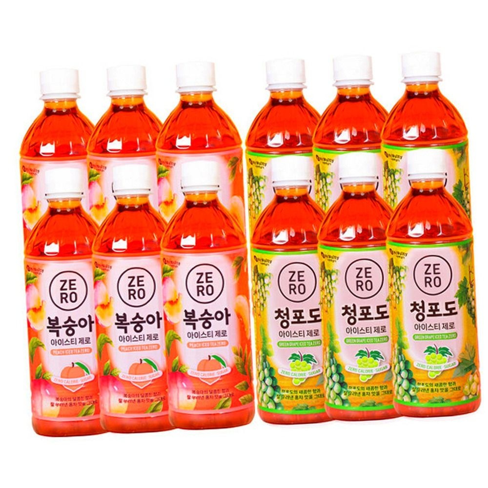 맥널티 제로 아이스티 복숭아 500mlx6입 + 청포도 500mlx6입