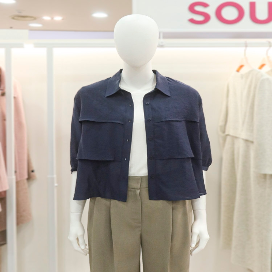 덧장 포인트 7부 소매 블라우스(OC4SSR1)