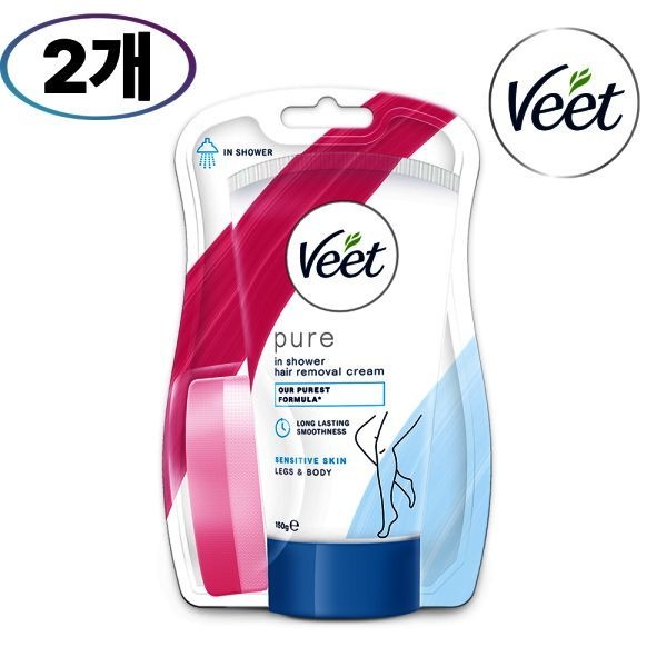 비트(Veet) VEET 비트 인샤워 150g 2개 제모크림 셀프왁싱 목욕제모제 팔 다리 겨드랑이 Y존 프