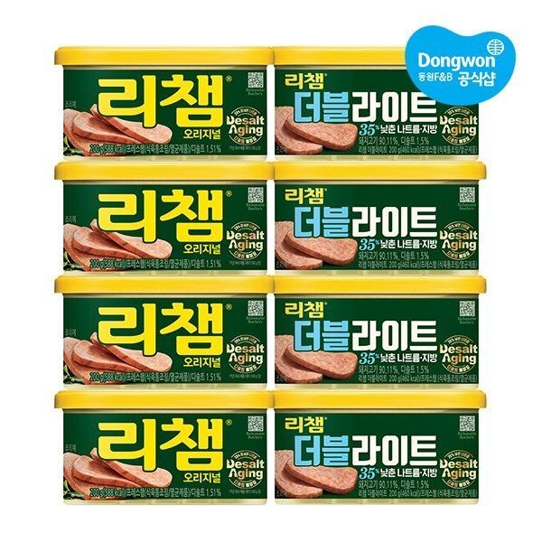 UnKnown 동원 <b>리챔</b> 오리지널<b>200g</b> x4캔 + <b>리챔</b> 더블라이트 <b>200g</b> x 4캔