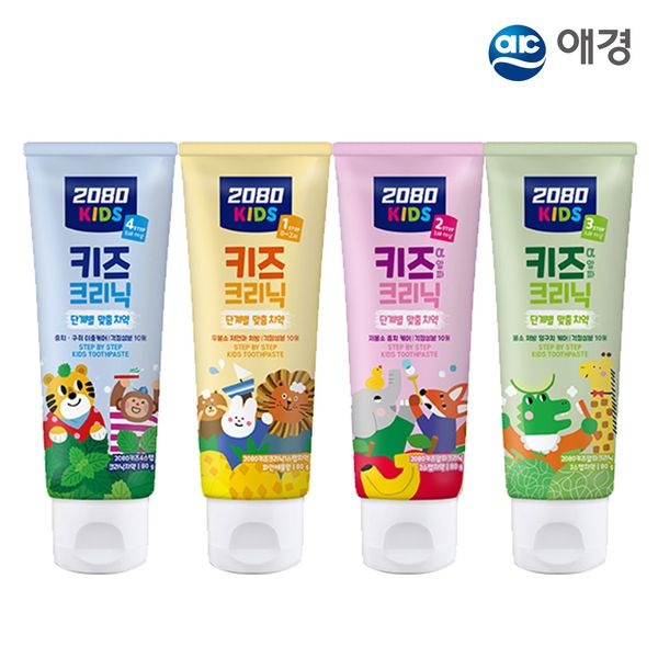 애경 2080 키즈크리닉 치약 80g 6개입 (단계선택)