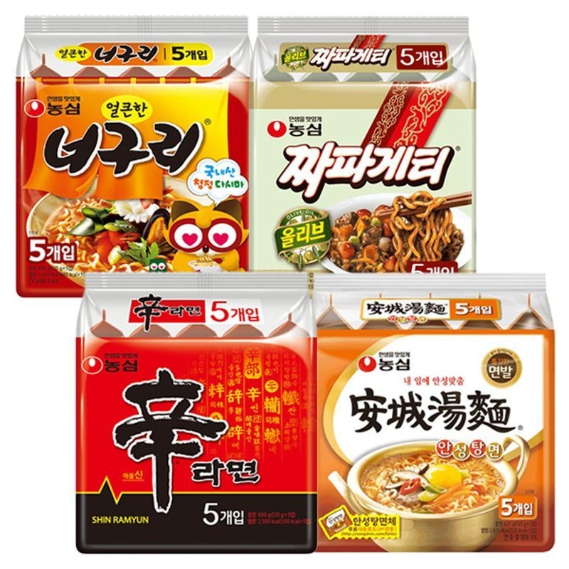 농심 신라면 5봉 + 안성탕면 5봉 + 얼큰너구리 5봉 + 짜파게티 5봉[36230343]