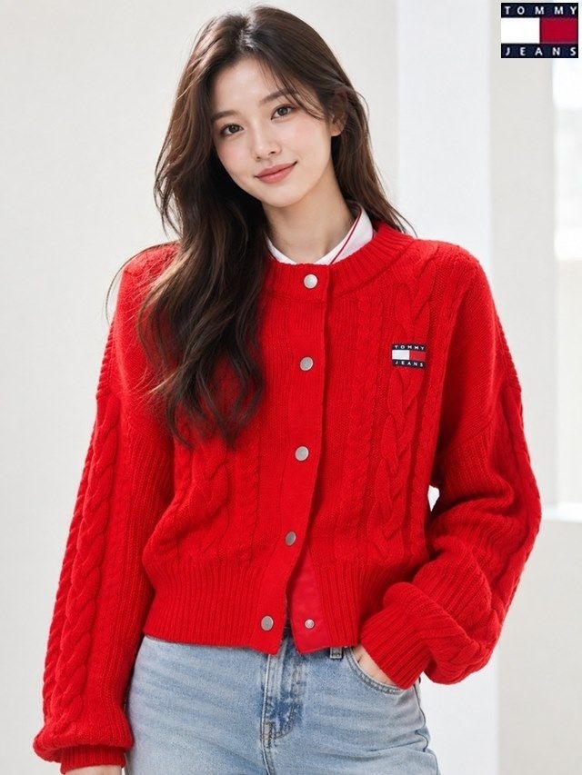 타미진스 여성 심플 오버핏 니트 케이블 가디건 T31G1KCD321W1 정상가 199000