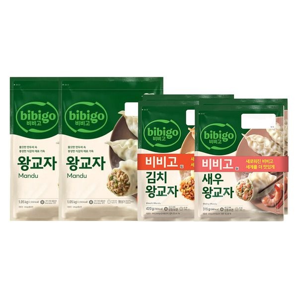 CJ제일제당 [패션플러스][CJ제일제당](온라인) [CJ] 비비고 왕교자 1.05kg x2개 + 김치왕교자 420g x2개 + 새우왕교자 315g x2개.