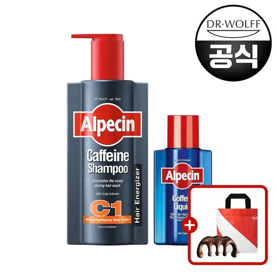 알페신 카페인 샴푸 C1 600ml (펌프형) 1개 + 리퀴드 200ml 1개 (리유저블백+괄사 증정)