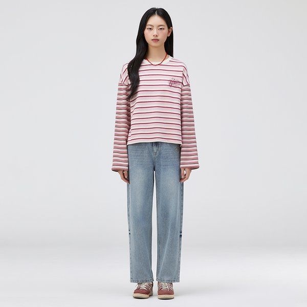 써스데이아일랜드 밴딩 베기핏 데님 팬츠 T262MJE141W