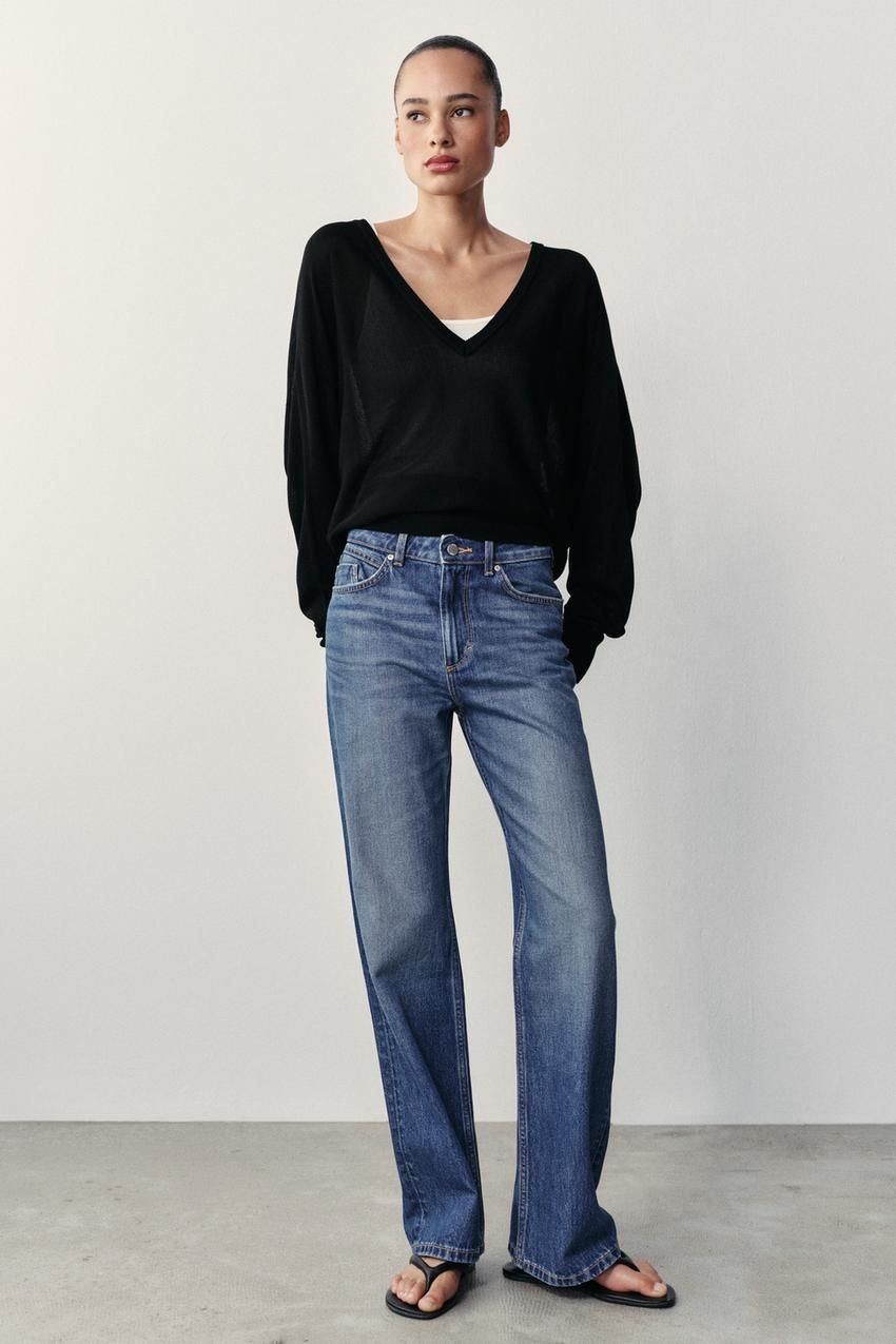 자라 ZARA JEANS Z1975 하이라이즈 레귤러 롱 청바지 - 블루 8228/021/4071385530