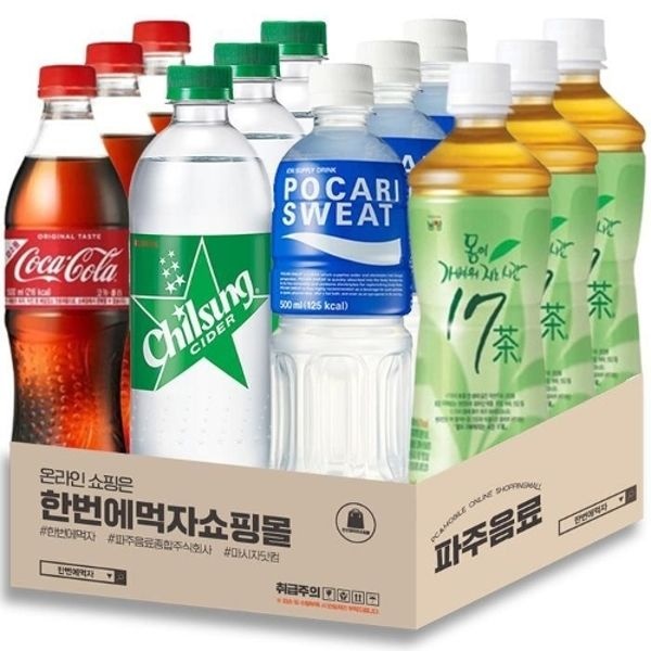 <b>500ml</b> 음료수 4종 혼합 각 3개씩 / 코카콜라 업소용+<b>칠성</b><b>사이다</b>...