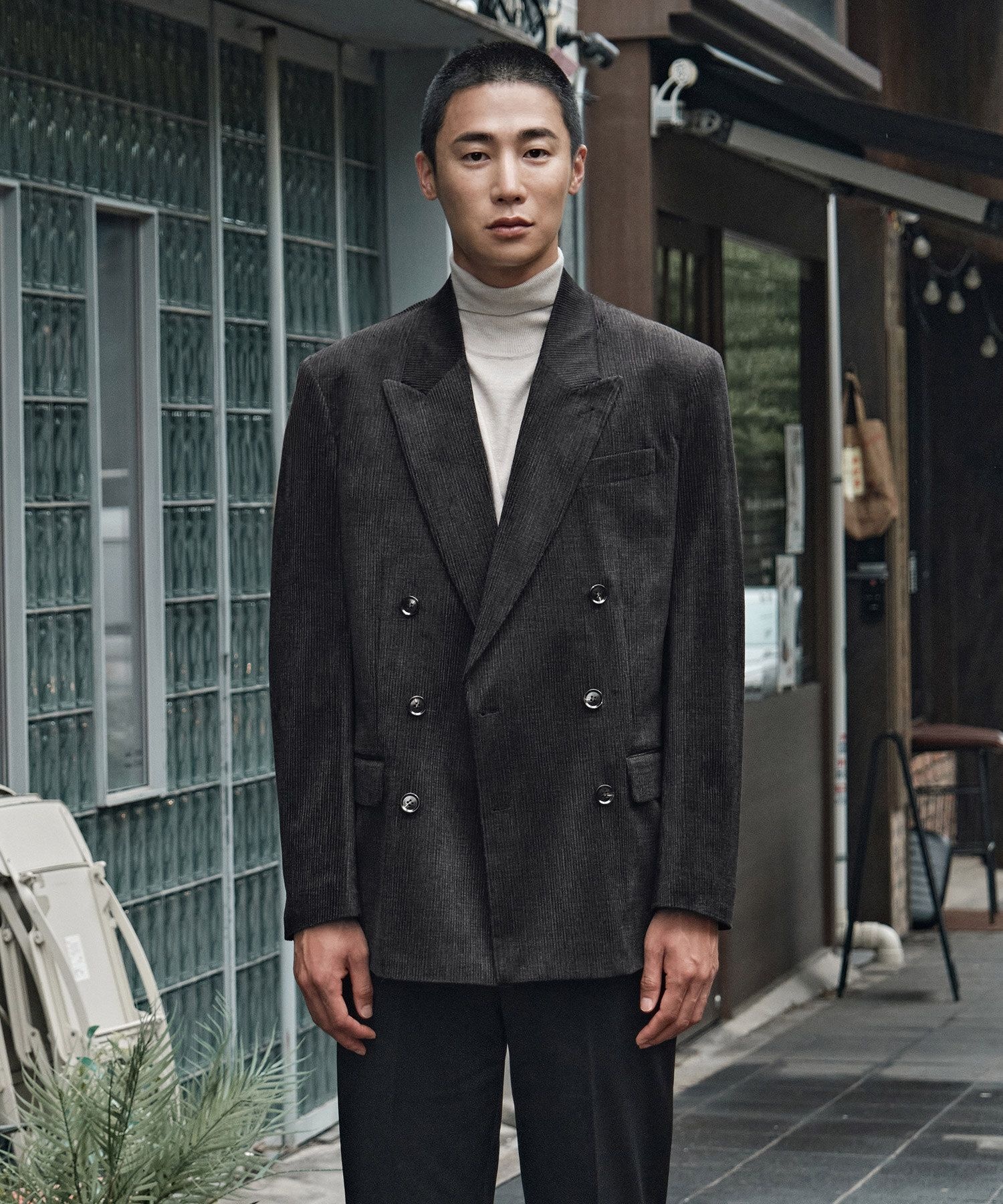 에스티코 STCO 남자 셔닐 코듀로이 더블 자켓(오버핏) 카키 SJAXD71DSK