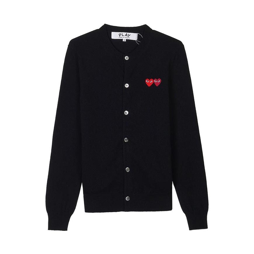 꼼데가르송 FW25 공용 더블 하트 가디건 AX N057 051 BLACK