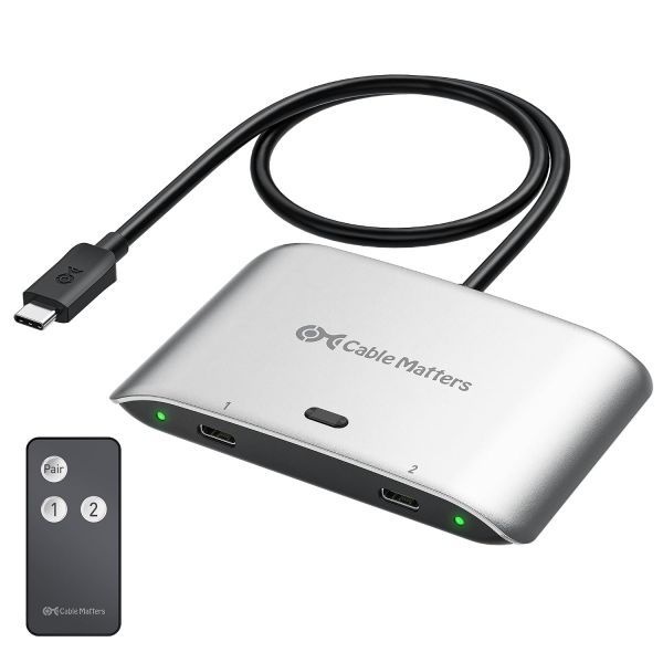 [해외] Cable Matters 20Gbps USB C 스위치 컴퓨터 2대 연결용 Windows에서 최대 8K 30Hz macOS에서 4K 60Hz 지원 140W PD Thunderbolt 4 모니터