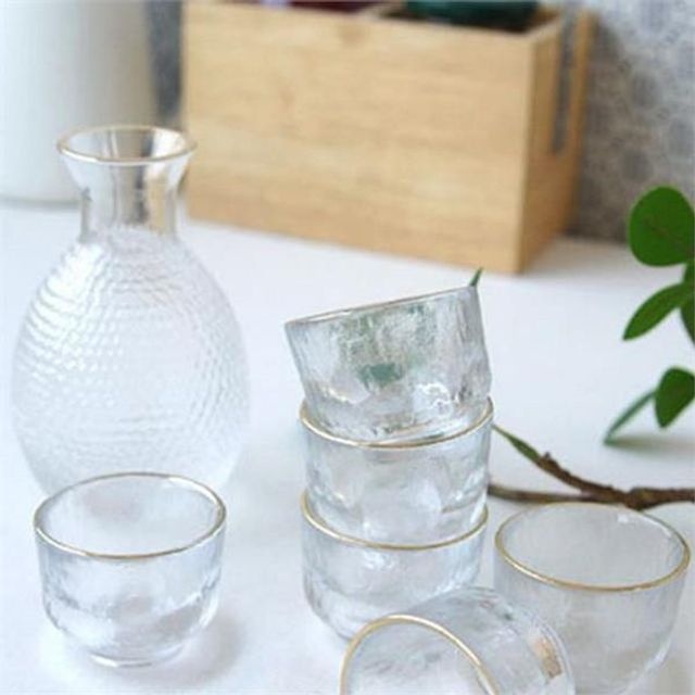 리빙하임 사케 잔 소주 잔 감성 금테 투명 일본주 홈술 유리 도쿠리 청주