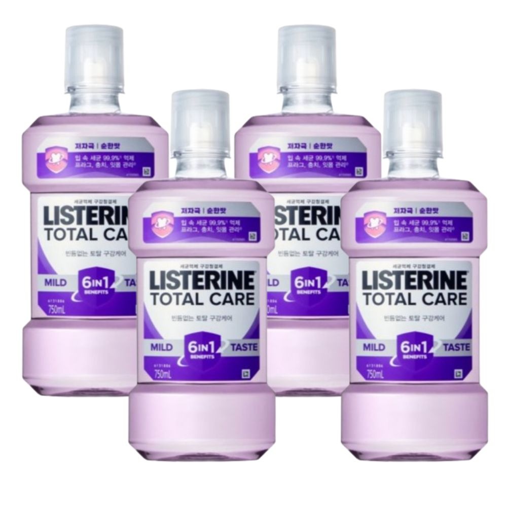 자체제작 <b>리스테린</b> 프라그 가글액 <b>토탈</b><b>케어</b> 마일드 구강청결제 750ml / 4개