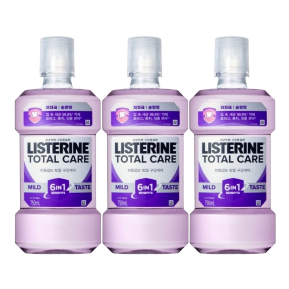 자체제작 <b>리스테린</b> 프라그 가글액 <b>토탈</b><b>케어</b> 마일드 구강청결제 750ml / 3개