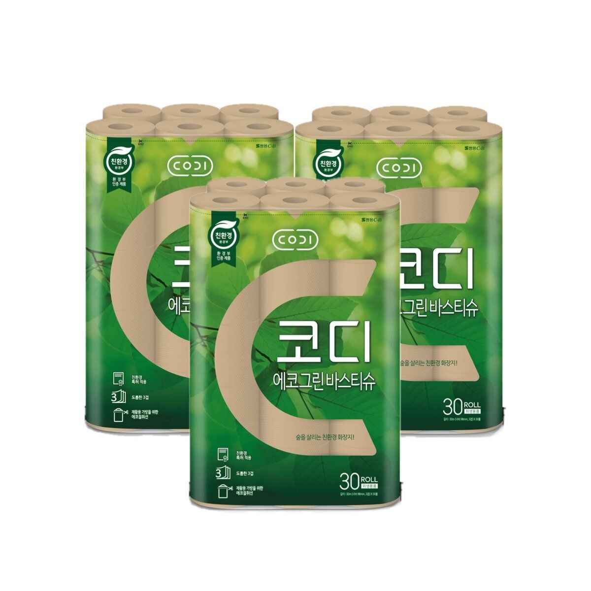 [코디] 코디 에코그린 화장지 30m*30롤 3팩