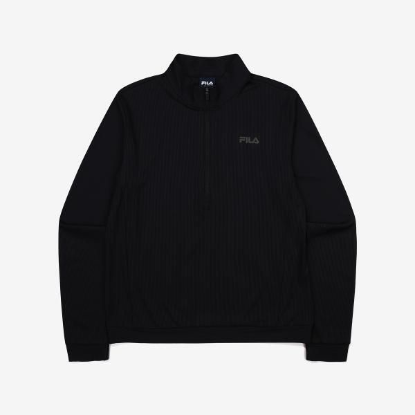 [휠라] [ 공식] 골지 하프집 긴팔티 (FS2RLG1252F_BLK)