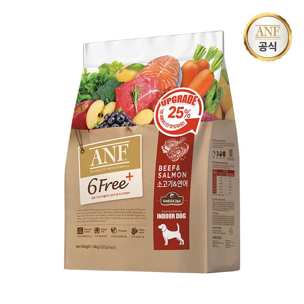 ANF 식스프리플러스 인도어 독 소고기&연어 1.6kg
