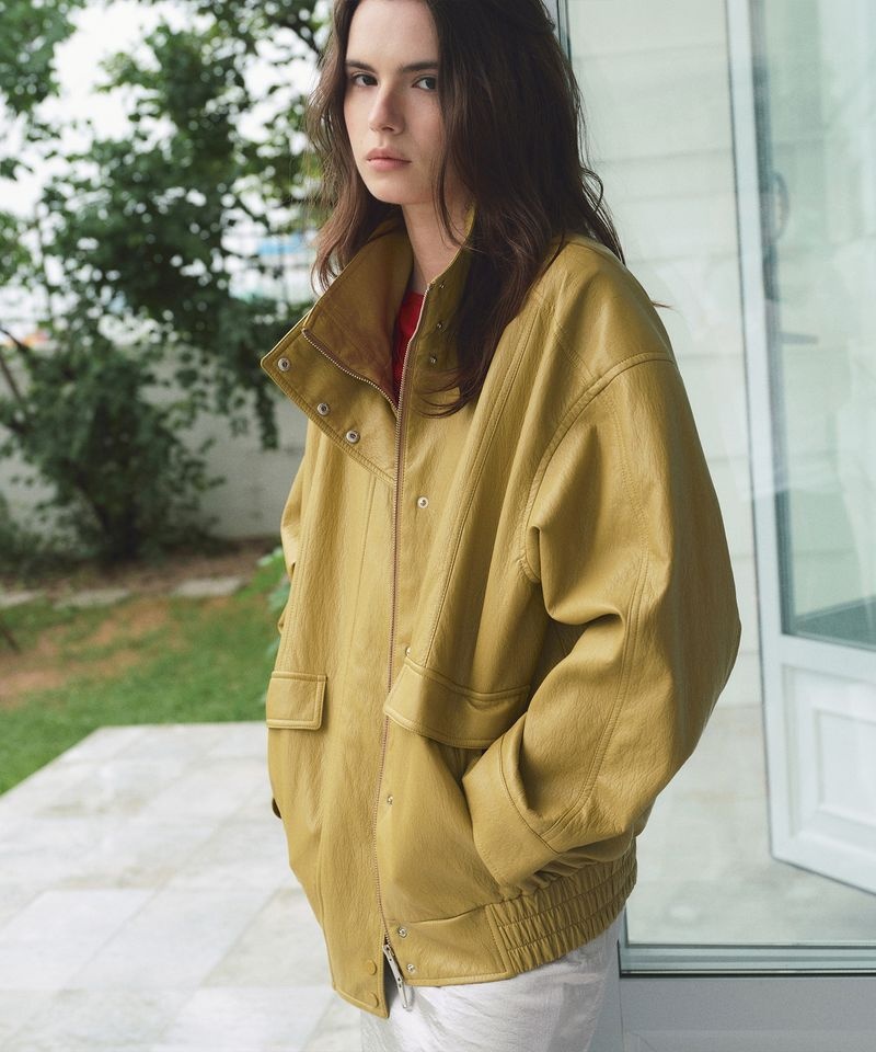 [백화점상품] 로라로라 VINTAGE LEATHER JACKET MUSTARD 5010493070