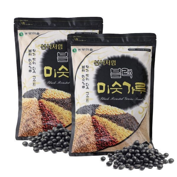 농부마을 블랙미숫가루 900g 2봉 - 검은콩 식사대용