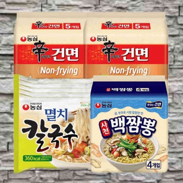 건면모음) 신라면건면 10개 + 멸치칼국수 5개 사천백짬뽕 4개 (총 19개) 616778