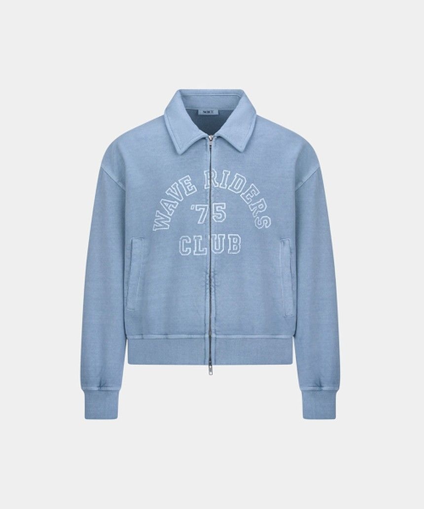 노이스 WAVE RIDERS PIGMENT WASHED COLLAR ZIP-UP - BLUE GRAY NUA6STO14BY