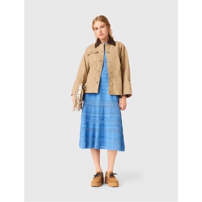 마쥬 뒷코튼에 개더이 잡힌 데님 자켓 Beige MFPBL00833