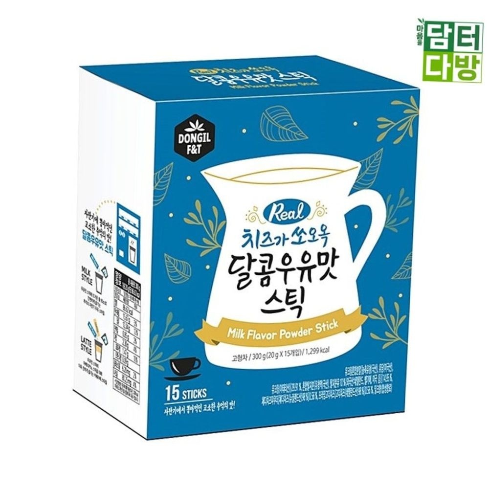 동일에프엔티 동일 치즈가 쏘옥 달콤우유맛 스틱 15개입 라떼 분말 홈카페음료 사무실간식 스틱차