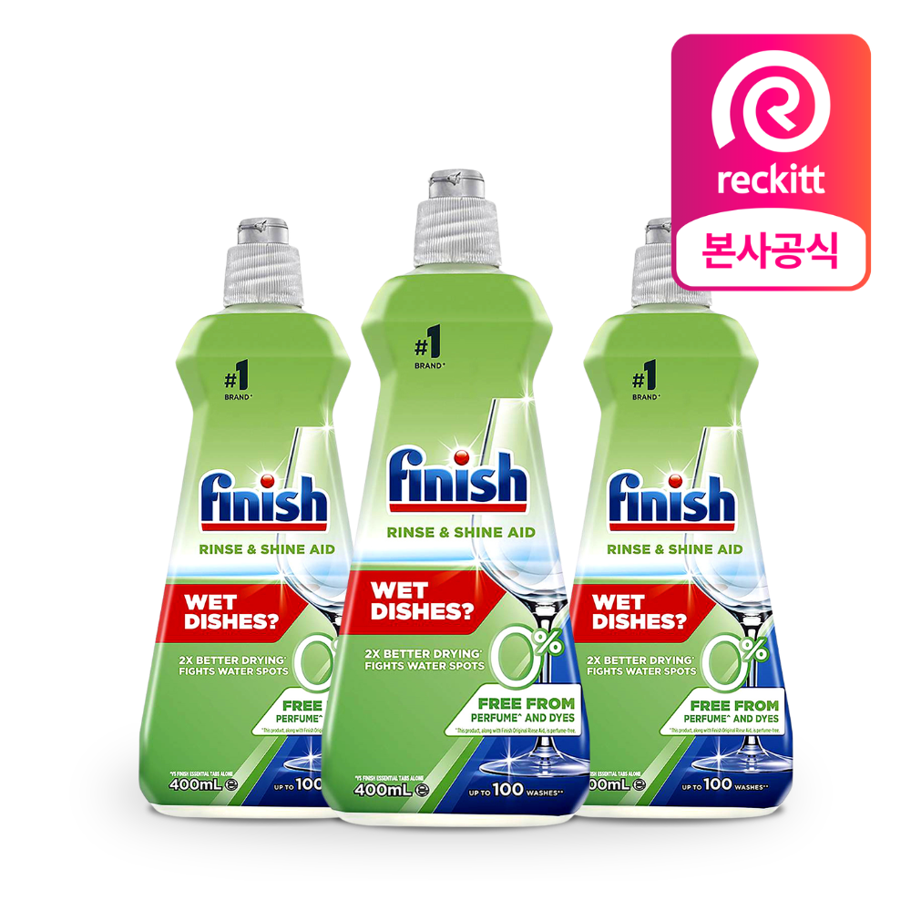 피니시 린스에이드 식기세척기 헹굼보조제 400ml, 3개