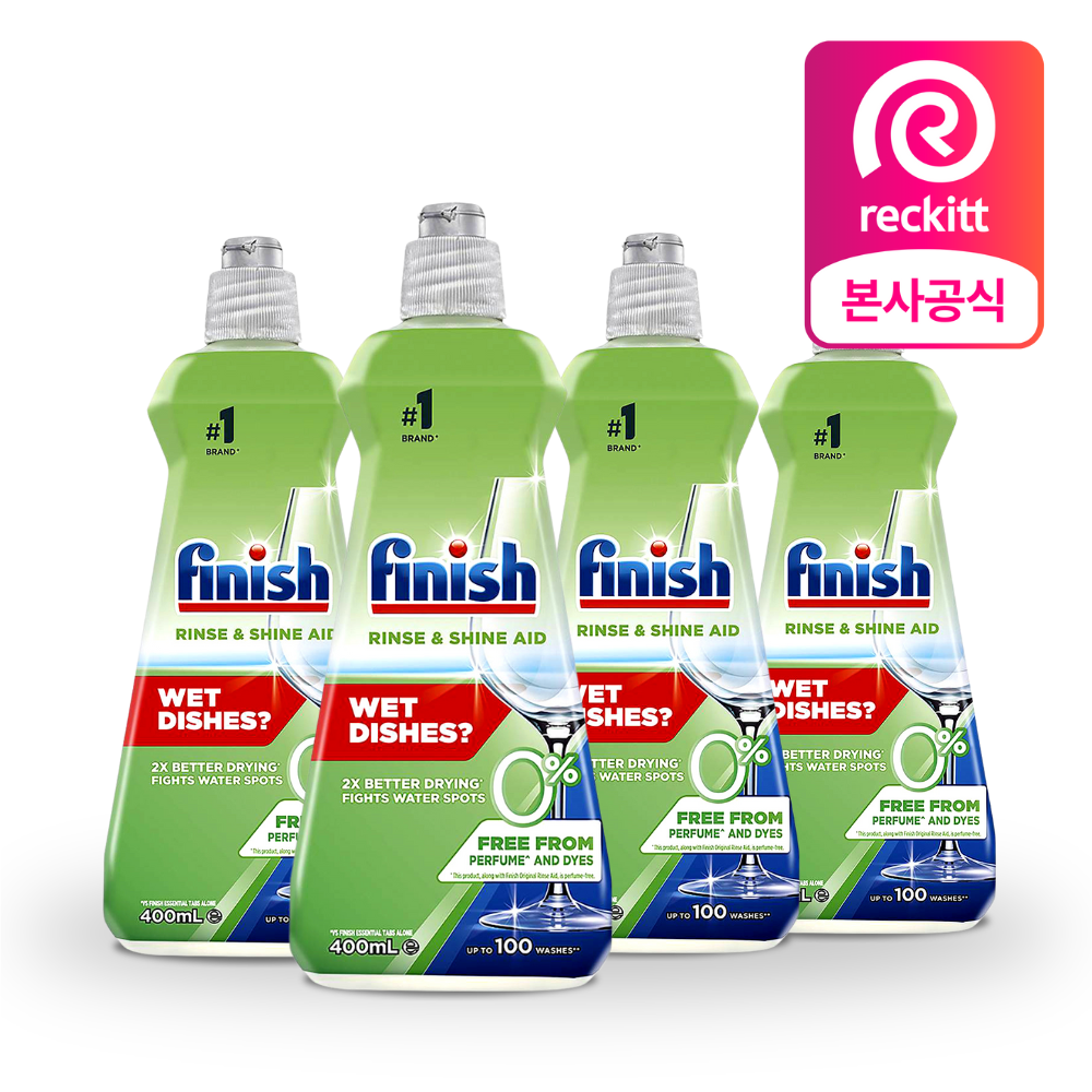 피니시 린스에이드 식기세척기 헹굼보조제 400ml, 4개