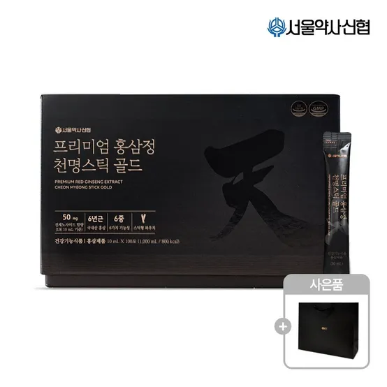 [공식][쇼핑백][본사] 프리미엄 홍삼정 천명 스틱 골드 10ml x 100포