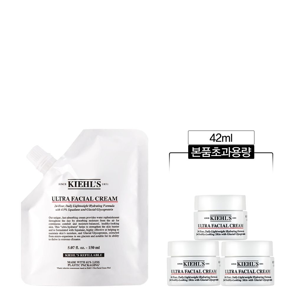 키엘 [10] 수분 장벽 크림 리필 파우치 150ml 세트 (+42ml 본품초과용량)