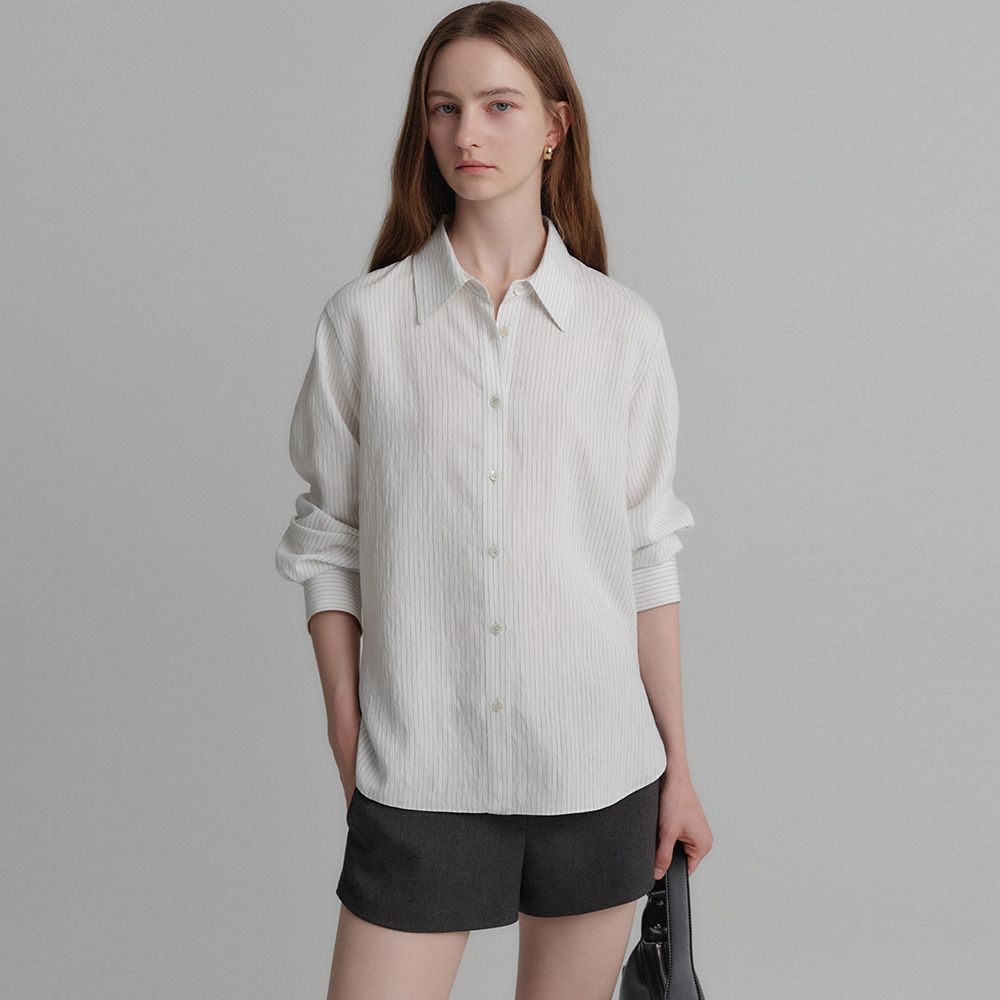 [룩캐스트]루미 베이직 셔츠_아이보리 스트라이프 / LUMI BASIC SHIRTS_IVORY STRIPE