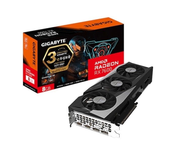 [온누리상품] GIGABYTE 라데온 RX 7600 GAMING OC D6 8GB