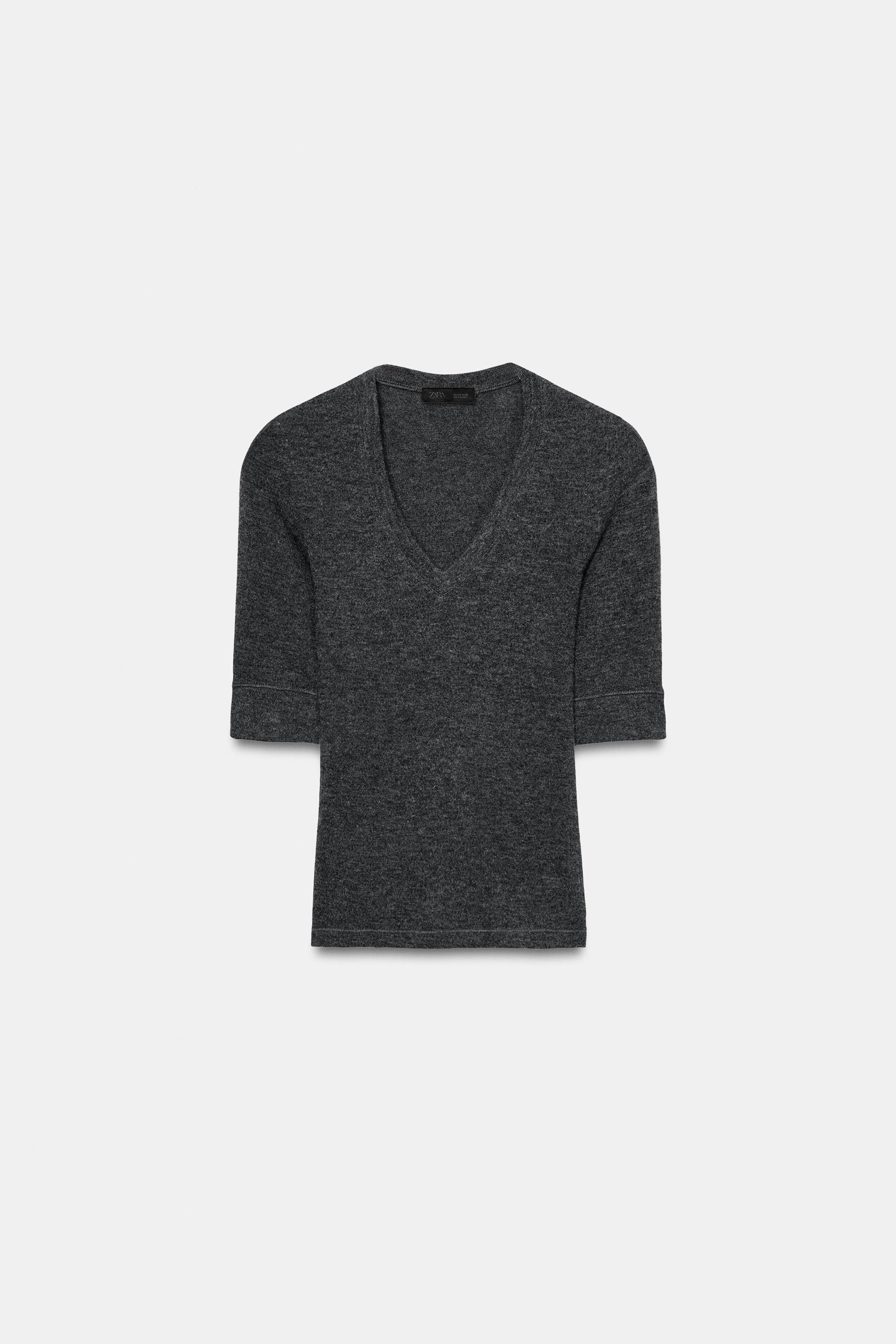 ZARA 자라 브이넥 티셔츠 0264 809 807