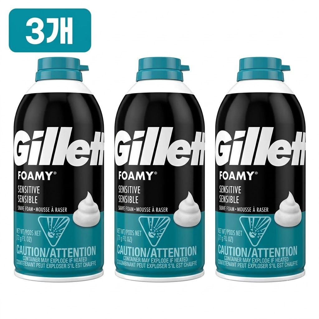 [GILLET]질레트 포오미 센스티브 쉐이빙폼 면도크림 젤 311g, 3개